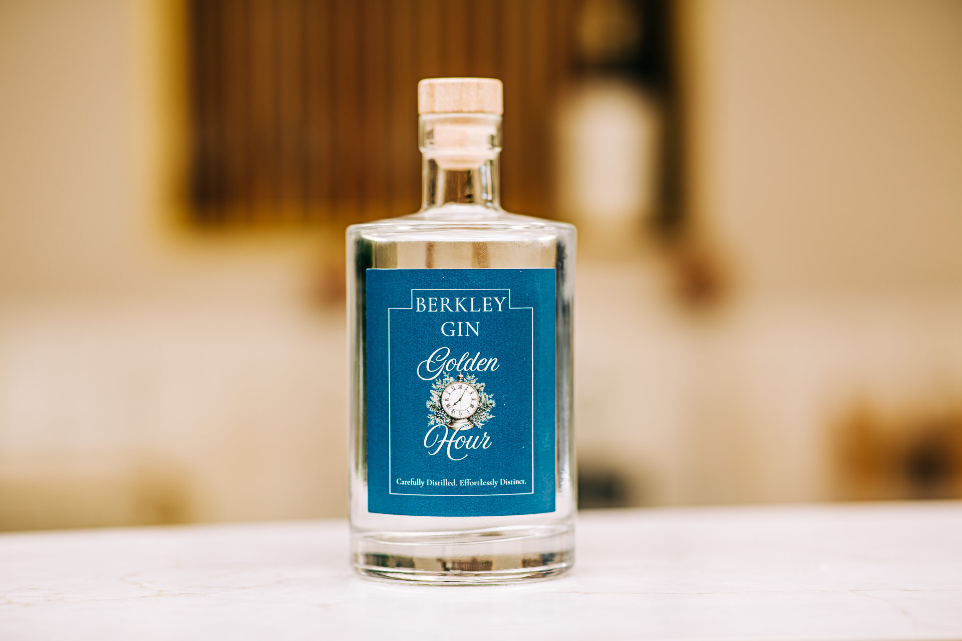 The Golden Hour gin bottle, made by Berkley residents with Sky Wave Distillery