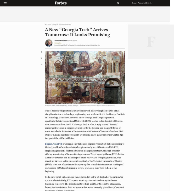 Kutaisi International University featured in Forbes