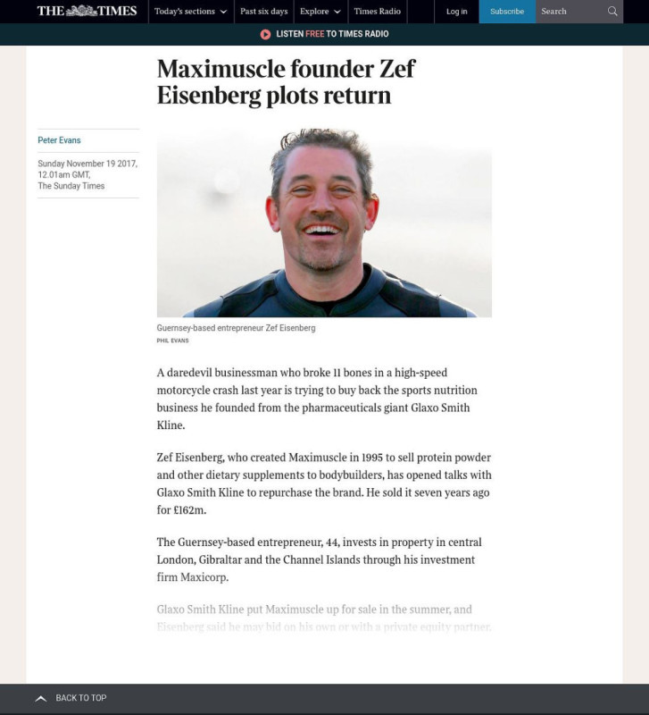 Zef Eisenberg featured in The Times