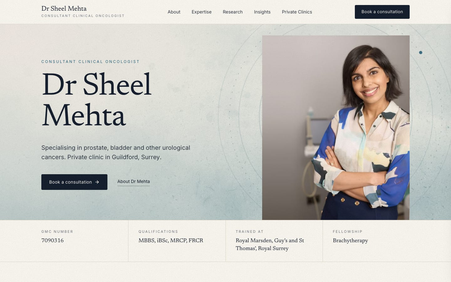 Dr Sheel Mehta on a desktop screen