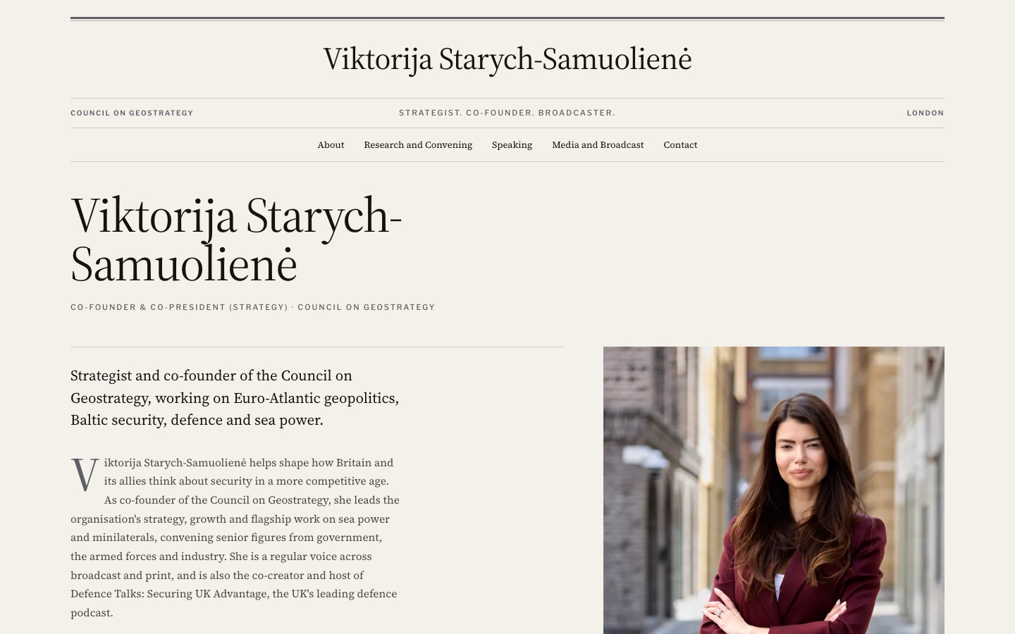 Viktorija Starych-Samuolienė on a desktop screen